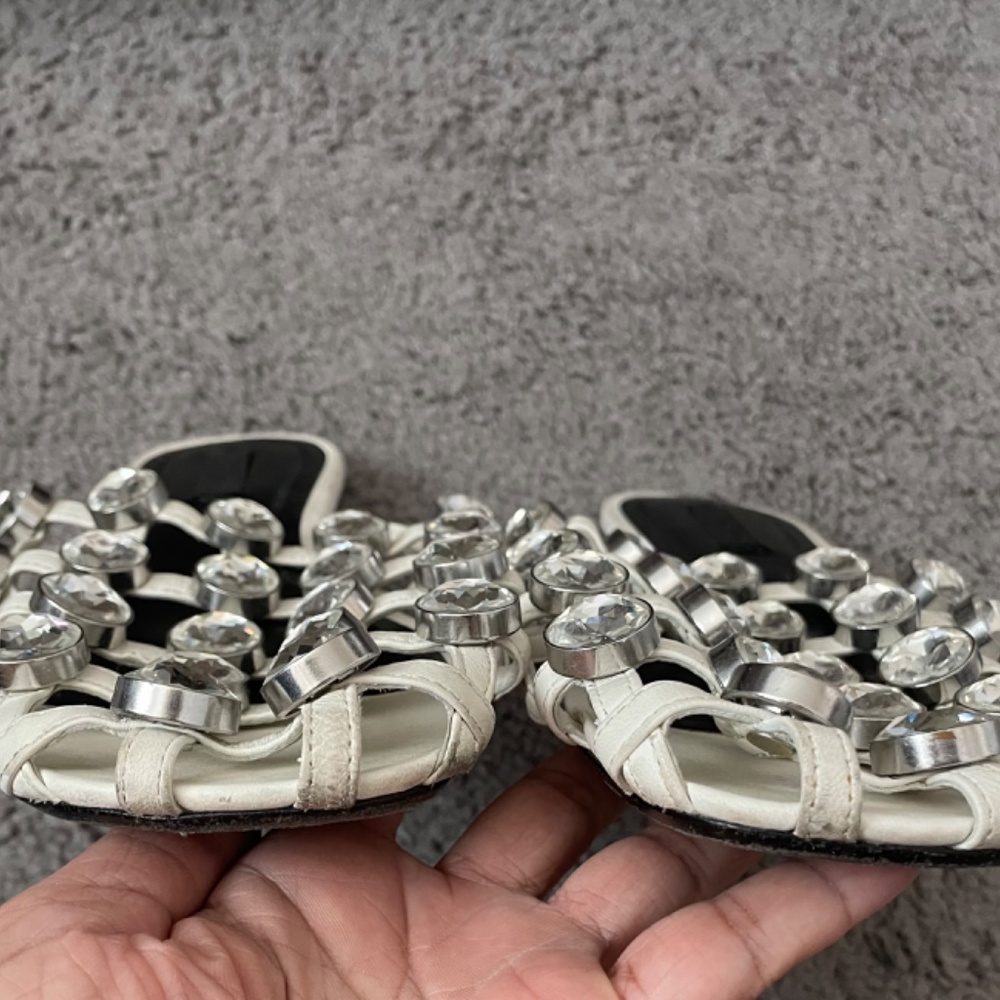 ALEXANDER WANG Amelia Crystal Cage White Slide Sandal Size 7 1/2 - Picture 6 of 10
